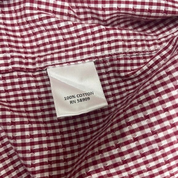 ROWM Red Dot Gingham Check LS Button Down Shirt Office Western Career XLT - Picture 11 of 11